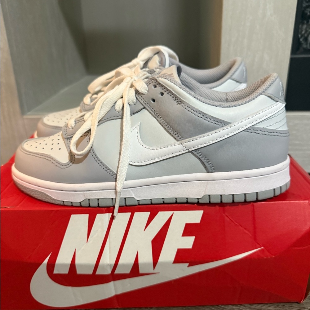 Nike Light Gray and White Low-Top Sneakers
